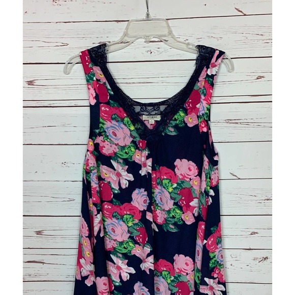 Umgee USA Boutique Women's S Small Navy Pink Lace Floral Sleeveless Spring Dress - Picture 2 of 12